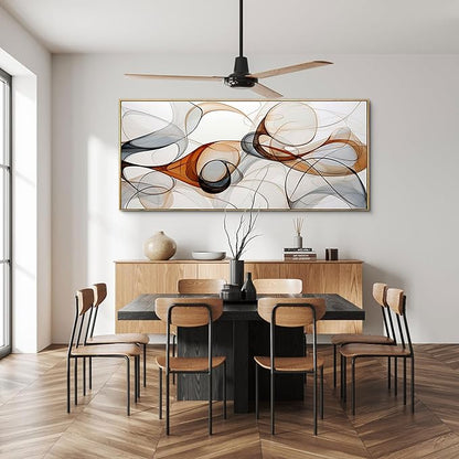 KLAKLA Modern Abstract Frame Wall for Living Room Gray and Brown Designs Colorful Curves and Translucent Medium Office Wall Decor Picture Artwork for walls - 70x31 Inches