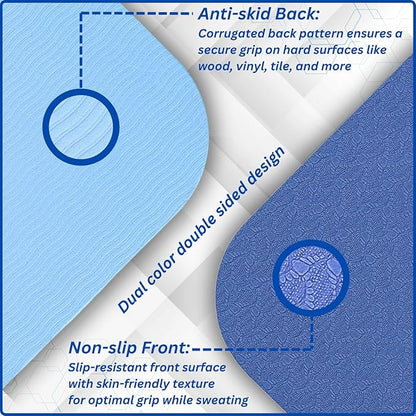 Extra Wide Yoga Mat (72”x32”x6mm) - TPE, Dual-Color, Non-Slip, w/Mesh Carry Bag & Strap