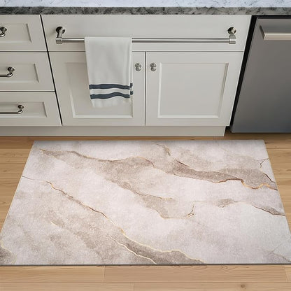 Bloom Rugs Caria Washable Non-Slip 3x5 Rug - Ivory/Gold Modern Abstract Area Rug for Living Room, Bedroom, Dining Room, and Kitchen - Exact Size: 3' x 5'