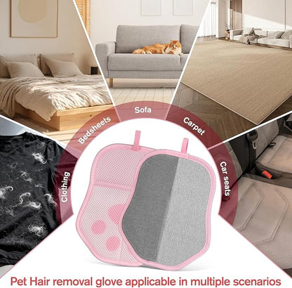 Pet Hair Removal Glove, Suitable for Removing Pet Hair From Clothing, Sofas, Carpets, and Car Seats, 2 Pcs With Hanging Hooks, Reusable Electrostatic Pet Hair Gloves, Size 9.8 x 7.87 x 0.5 in