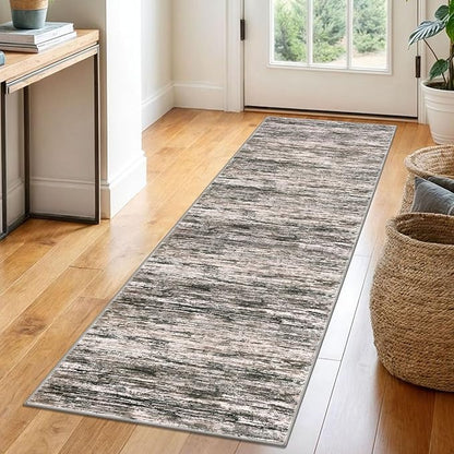2x6 Modern Abstract Runner Rug for Hallways, Brown Green Black White Super Soft Hallway Decor Kitchen Rugs with Non-Slip, Non-Shedding Washable Rug for Entryway Bedroom Indoor