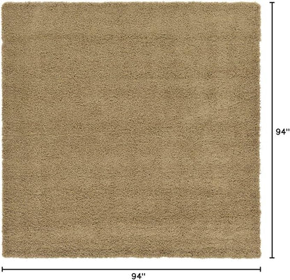 Unique Loom Solid Shag Collection Area Rug (7' 10" Square, Sandy Brown)