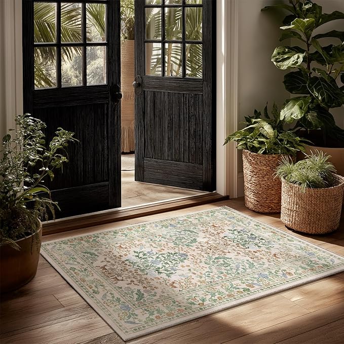 2x3 Washable Small Rugs for Entryway: Door Mat Indoor Entrance Throw Area Rug Non-Slip Low Pile Soft Kitchen Rug for Front Door Indoor Entrance Entry Bedside Kids Room