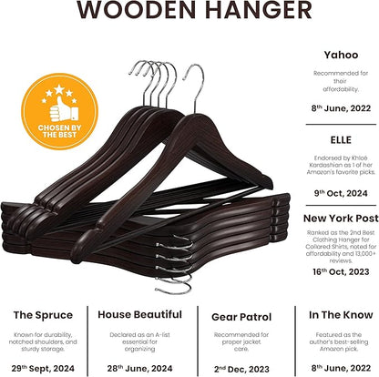 Utopia Home Premium Wooden Hangers 80 Pack - Durable & Slim Coat Hanger - Suit Hanger with 360-Degree Rotatable Hook - Wood Hangers with Shoulder Grooves (Brown Color)