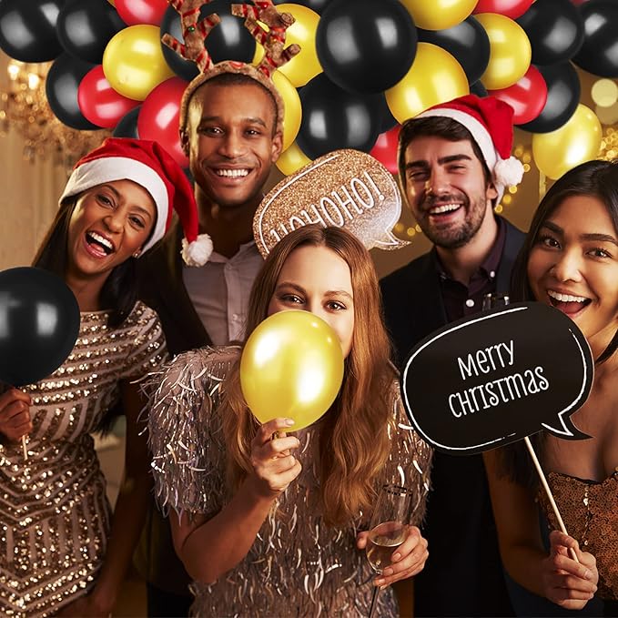 TecUnite 100 Pcs Red Black Gold Latex Balloons 6.6 Inch Colorful Round Balloons for Wedding Birthday Festival Racing Car Poker Card Party Decoration