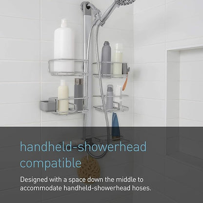 simplehuman Adjustable and Extendable Shower Caddy XL, Stainless Steel and Anodized Aluminum