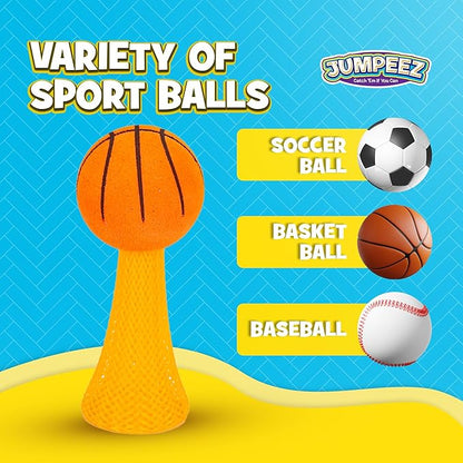 IPIDIPI TOYS Jumpeez Sport Ball Rocket Poppers – 24-Pack Jumping Spring Launcher Toys – Ideal Stocking Stuffers for Kids, Birthday Party Favors, Goodie Bag School Prizes for Boys & Girls