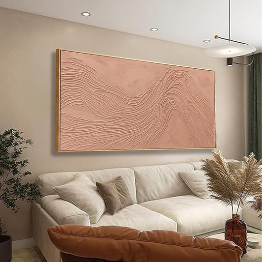 Framed Wall Art Abstract Canvas Hand Painted Wall Decor Artwork Reddish Brown Variational Texture Minimalist Modern Art For Living Room Bedroom Dining Room Home Office Decor 20x40 Inch