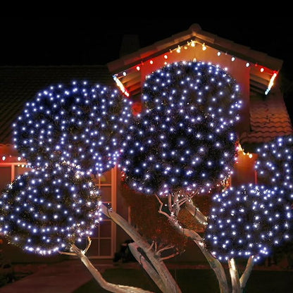WBao Christmas Net Lights, 200LED 8.4ft x 5.2ft Christmas Lights with 8 Modes, Timer, End to End Connectable, Waterproof Design for Lawn, Bushes, Trees Outdoor Xmas Decorations, Cool White