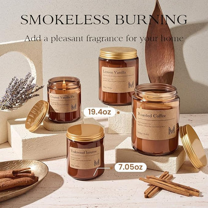 M&SENSE Lavender Vanilla Scented Christmas Candle Gift | 19.4oz, 115-Hour Burn | Natural Organic Soy Wax | Long-Lasting for Stress Relief and Gifting | for Christmas, Thanksgiving, Holiday