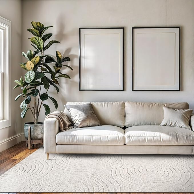 Beverly Rug Micro Loop Area Rug Light Gray 8x10 Geometric Modern Luxury Circular Durable Soft Indoor Rugs for Living Dining Room Office Stain Resistant Non Shedding Casual Indoor Carpet 8 x 10