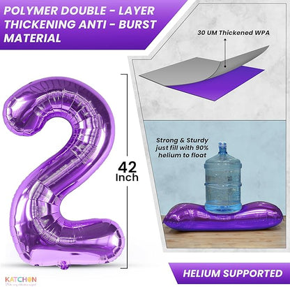 Katchon, Giant Purple 2026 Number Balloons - 42 Inch | Happy New Year Balloons | 2026 Balloon Numbers | Purple Balloon for New Years Decorations 2026 | New Years Eve Party Supplies 2026
