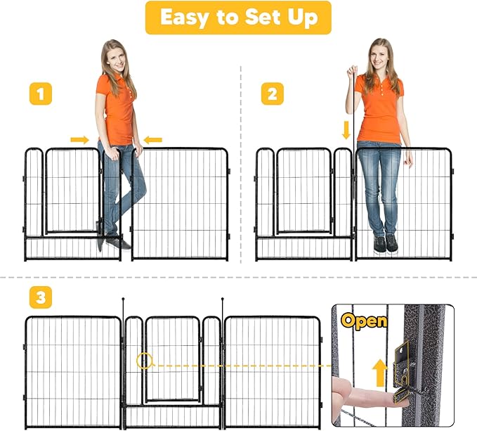 TMEE Dog Playpen, 32" Height 8 Panels Outdoor Dog Fence Pet Play Pen, Puppy Pens for Large/Medium/Small Dogs, Ideal for RV, Camping, Yard, Indoor