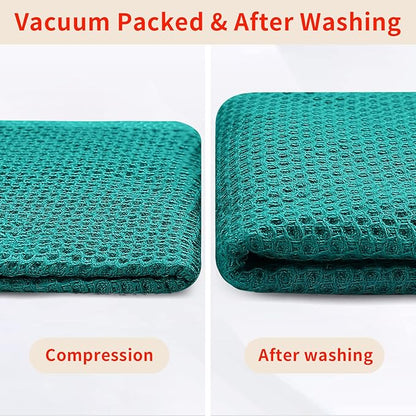 Homaxy 100% Cotton Kitchen Towels and Dishcloths Set, 12 x 12 Inches and 13 x 28 Inches, Set of 8 Bulk Kitchen Towels Set, Ultra Soft Absorbent Dish Cloths for Washing Dishes, Teal