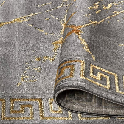GLORY RUGS Area Rugs Marble 5X7 Grey Gold Carpet Modern Abstract Rug Living Room Dining Bedroom Rug