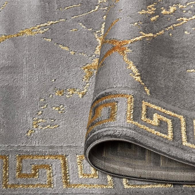 GLORY RUGS Area Rugs Marble 4x5 Grey Gold Carpet Modern Abstract Rug Living Room Dining Bedroom Rug