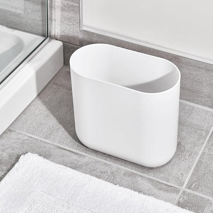 iDesign Small Slim Plastic Bathroom Trash Can, Garbage Can for Bedroom, Office, Desk, Dorm, 2-Pack, White