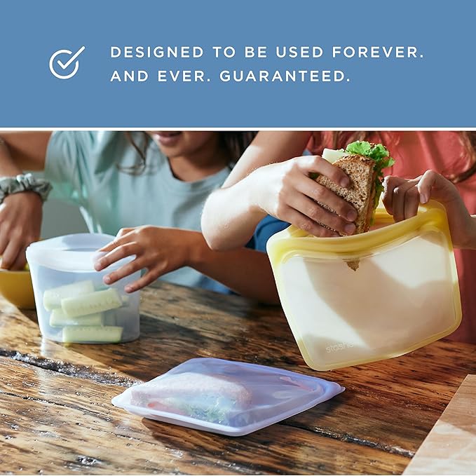 Stasher Premium Silicone Reusable Food Storage Stand-Up Mid Bag, Aqua, Microwave, Sous Vide, Dishwasher, Oven and Freezer Safe, BPA Free, Leak-free, Eco-friendly, 56 Oz