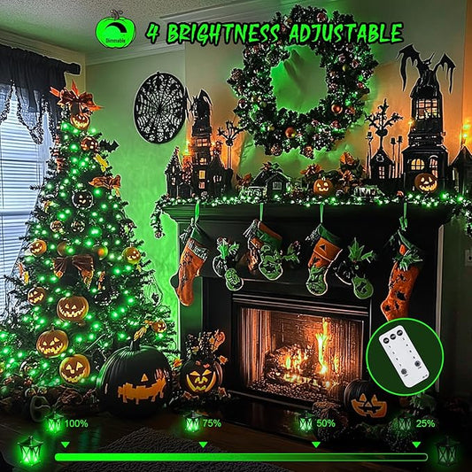 JMEXSUSS 600 LED Green Lights for Halloween Decorations, 168 Ft Green Christmas String Lights Outdoor Indoor Clear Wire Plug in for Halloween Christmas Tree Party Decor