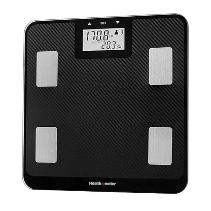 Health o meter Digital Body Composition Scale – BMI, Body Fat & Water Mass Measurement, Multi-User Tracking, 450 lb Capacity, Step-On Carbon Fiber Platform, Backlit Display, 3 AAA Batteries Included