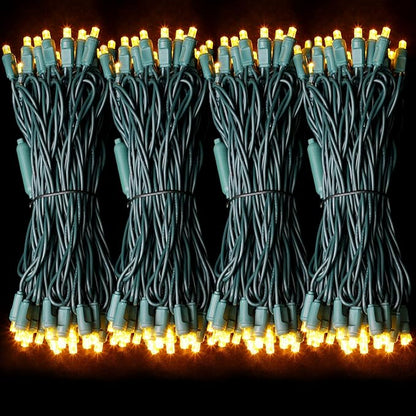 50LED String Lights,LED Christmas Lights,6" SPACING,Green Wire,Yellow Colour,Commercial Grade