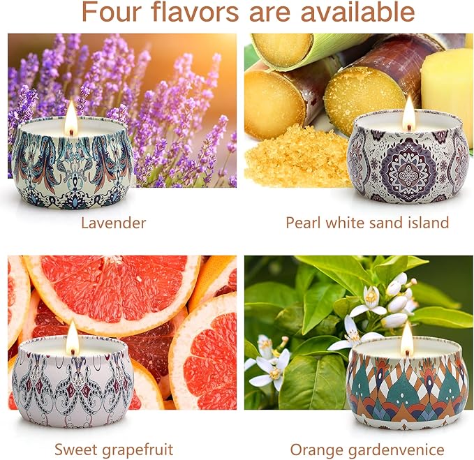 Scented Candle Gifts for Women, 4 Pack 4.4 oz Aromatherapy Candles, Stocking Stuffers for Women, Stress Relief Gifts for Girlfriend, Teacher, Mom, Anniversary, Birthday, Christmas Gift
