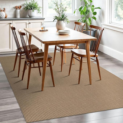 EARTHALL Woven Area Rugs 5x7 Ft Washable Living Room Rugs Non Slip Rubber Backed Dining Room Rug Braided Bedroom Rugs Indoor Floor Carpet for Living Room, Bedroom, Dining Room,Orange/Tan/Brown