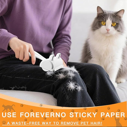 Pet Hair Remover Roller & Self-Cleaning Grooming Brush (2-in-1), Reusable Fur Tool for Dogs Cats Shedding, No Sticky Sheets for Pet Hair Removal on Furniture, Couch, Carpet, Bedding, Car Seats