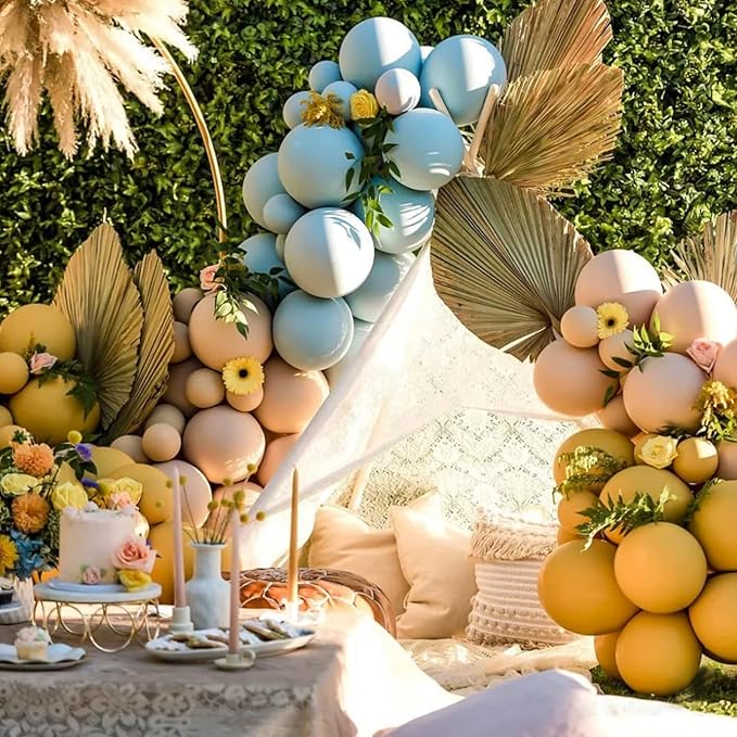 100pcs Mustard Yellow Balloons 18 inch +12 inch +10 inch +5 inch Latex Party Lemon Yellow Balloon Birthday Balloons Matte Yellow Sunflower Balloon Garland Kit Baby Shower Party Decoration