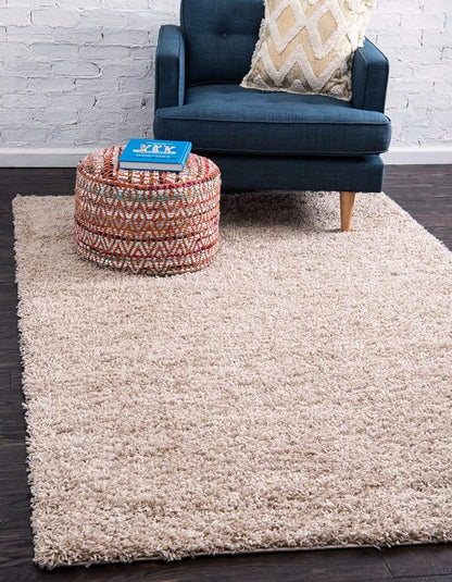 Unique Loom Solid Shag Collection Area Rug (6' 1" x 9' Rectangle, Taupe)