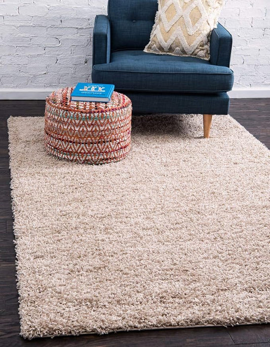 Unique Loom Solid Shag Collection Area Rug (9' x 12' Rectangle, Taupe)