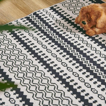 jinchan Moroccan Runner Rug 2x6 for Hallway - Geometric Honeycomb Modern Geometric Machine Washable Soft Ultra-Thin Non-Slip Carpet for Kitchen Bedroom Laundry Room (2x6ft, Black)