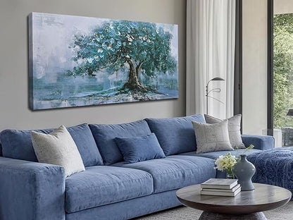 Ardemy Tree Canvas Wall Art for Living Room Teal Tree of Life Bedroom Pictures Paintings Wall Decor Large Artwork for Walls Home Office Dining Room Kitchen, 40"x20"