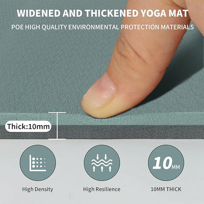 8mm Large Yoga Mat (6'x 4') - Extra Long and Wide 72 x 48 x 0.32 inches, Non-Slip POE Fitness Mat, Eco-Friendly, Thick Wide Exercise Mat for Home Workouts,Ideal for Yoga and Pilates.
