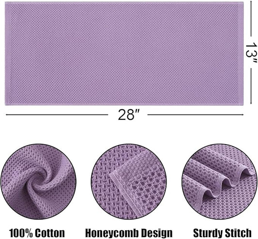 Kitinjoy 100% Cotton Waffle Weave Kitchen Towels, 6-Pack Super Soft and Absorbent Dish Towels for Drying Dishes, Kitchen Hand Towels, 13 in x 28 in, Lavender