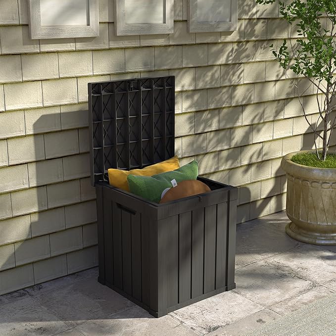 50 Gallon Deck Box Plus,Outdoor Storage Box Lockable,Waterproof for Patio Furniture, Garden Tools, Pool Accessories, Package Delivery Boxes For Outside, Greige