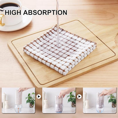 Kitinjoy Cotton 6 Pack Terry Kitchen Towels, 16 x 25 Inches Super Soft and Absorbent Dish Towels, Quick Drying Hand Towels for Kitchen Drying, Brown