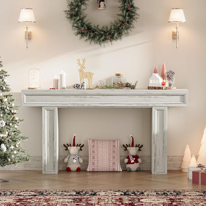 Rresyet 63 Inch Long Console Table, Sofa Table Behind Sofa, Wooden Entryway Table, Farmhouse Entryway Table for Entry, Hallway, Living Room (White)