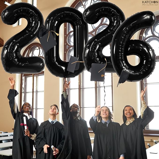 KatchOn, Giant Black 2026 Balloons – 42 Inch | New Year Balloons | 2026 Balloon Numbers | Black Balloon for New Years Decorations 2026 | NYE Decorations | New Years Eve Party Supplies 2026