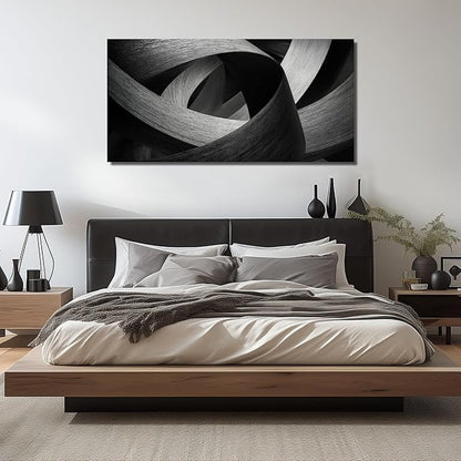 JuhaiArt Abstract Wall Art Gray Wall Decor Black Picture Canvas for Living Room Bedroom Office 29" x 59" Lines Artwork Poster