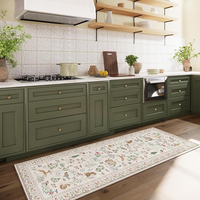 Machine Washable Kitchen Runner Rugs: 2'x6' Hallway Runner Rug Non Slip Low Pile Stain Resistant Soft Carpet Runners for Hallways Indoor Entryway Kitchen Laundry Room Beside Farmhouse