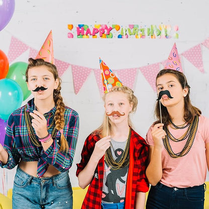 YAXINRUI 144 PCS Gold Black New Year Necklaces, New Year Bead Party Favors, Happy New Year Necklace, 33‘’ Gold Black Beaded Necklaces for 2026 New Years Eve Christmas Halloween Festive Events