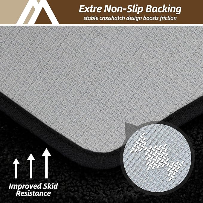 COSY HOMEER Bathroom Mat Rugs 24”x48” Non-Slip Absorbent Bath Mat Plush Shaggy Machine Washable Bath Rugs Soft Polyester Bath Mats for Bathroom Floor,Tub and Shower,Black