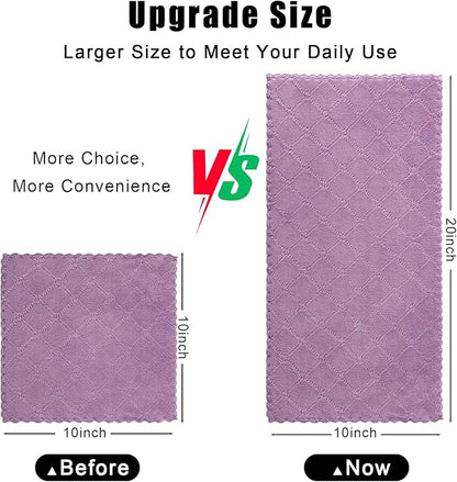 Homaxy 12 Pack Dish Towels for Kitchen (10 x 20 Inches, Purple), Super Soft and Absorbent Coral Velvet Dish Cloths for Washing Dishes, Nonstick Oil Fast Drying Microfiber Cleaning Cloth