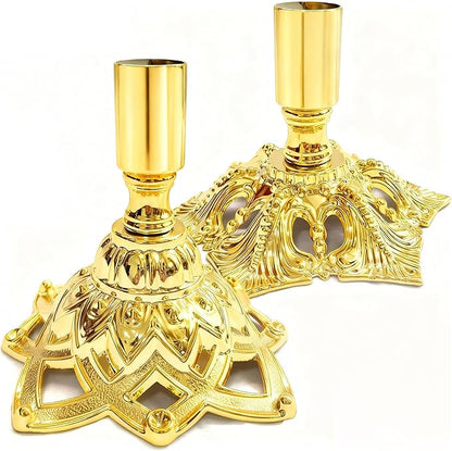 Candlestick Holders,Taper Candle Holder for Candlesticks Gold Plated Candle Metal Stick Candle Holders for Fireplace,Party, Dining,Wedding Decor,Fits 3/4 inch Thick Candle(Set of 2Pcs)