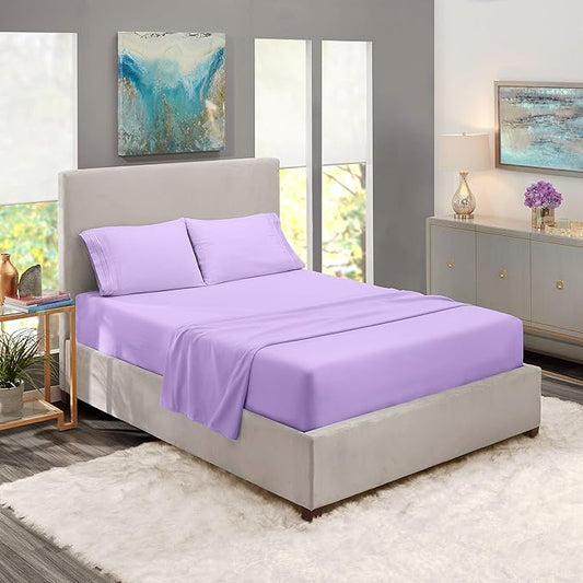 Nestl Full Sheet Set - Luxury 1800 Ultra-Soft Microfiber Full Bed Sheets - Double Brushed - Deep Pockets - Easy Fit - 4 Piece Set - Bedding Sheets & Pillowcases (Full, Lavender)
