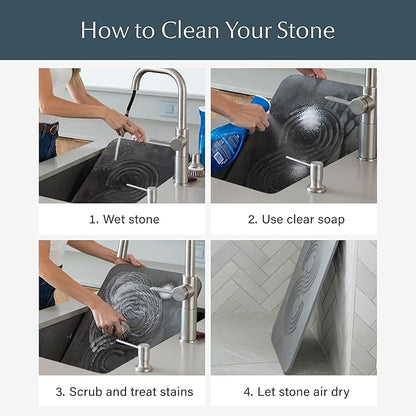 Dorai Home Bath Stone Mat 23.6"x15.4"| Luxury Diatomite Stone Bath Mat |Quickly Removes Water | Non-Slip, Quick-Dry Bath Mat for Bathroom | Zen Sandstone - 2 Pack
