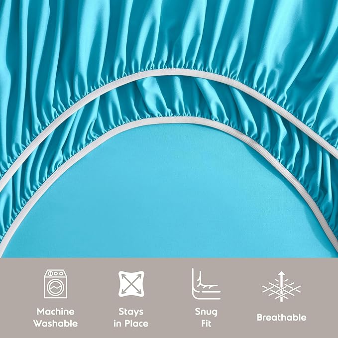 Nestl Twin XL Sheet Set - College Dorm Size - Luxury 1800 Ultra-Soft Microfiber Twin Extra Long Bed Sheets - Deep Pockets - Easy Fit - Extra Soft - 3 Piece Set (Twin XL, Bright Blue)