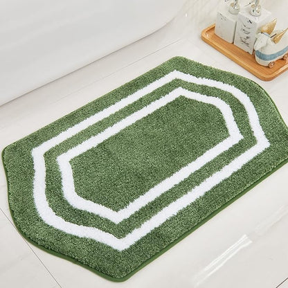 COSY HOMEER Extra Thick Bath Linen Sets Rugs - Anti-Slip Bath Mats Soft Plush 100% Strong Polyester Living Room Bathroom Water Absorbent(Green,20x32 - Inches)