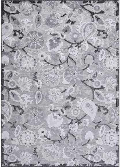 Floral Indoor Outdoor Rugs 8x10 Large Area Rug for Living Room, Patio Decor, Kitchen, and Entryway Rug, Washable Stain Resistant Outside Carpet Gray 8 x 10